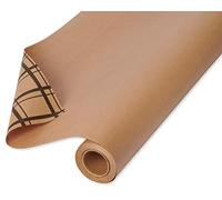 American Greetings Papier cadeau marron réversible pour toutes les occasions, papier kraft et carreaux (1 rouleau jumbo, 1,5 m²)