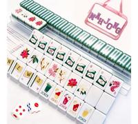 American Mahjong Lot de 160 dalles de jeu Mah Jong Thème Golf 3,15 cm | Ensemble Mah Jong en acrylique gravé à 4 couches, avec sac de transport, 2 dés et 4 cartes de guide de règles pour les