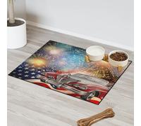 American Memorial Day Old Car Tapis d'alimentation pour chat et chien Tapis d'alimentation pour animal domestique Tapis d'alimentation absorbant Nti-Slip Contain Spills Protège les sols Set de table