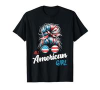 American Messy Bun Girl All American Girl 4 juillet 2024 T-Shirt