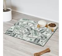 American Money Tapis d'alimentation pour chat et chien Tapis de nourriture pour animal domestique Dollar américain Tapis d'alimentation absorbant Nti-Slip Contain Spills Protège les sols Set de table