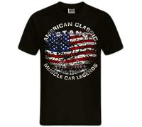 American Muscle Car Hot Rod Rockabilly T-shirt, Poney Stang noir, L