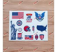 American National Symbols Collection Drapeau Statue de la Liberté Eagle Map Base Ball Football Autocollant Vinyle Autocollant Patriotique - Feuille de 20,3 cm Réfléchissant - Pour voiture, bateau