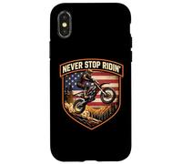American Never Stop Ridin Dirt Bike Rider Motocross MX USA Coque pour iPhone X/XS