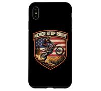 American Never Stop Ridin Dirt Bike Rider Motocross MX USA Coque pour iPhone XS Max