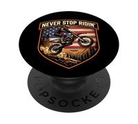 American Never Stop Ridin Dirt Bike Rider Motocross MX USA PopSockets PopGrip Adhésif