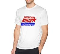 American Ninja Warrior Men's Pure Cotton Short-Sleeved T-Shirt Comfortable Tee Black Manches Courtes(Medium)
