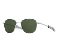 American Optical Original Pilot Sunglasses - Nylon Lenses - Bayonet Temple (Matte-Silver/Green, 55)