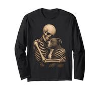 American Pit Bull Terrier Squelette Hug Gothic Dog Lover Art Manche Longue