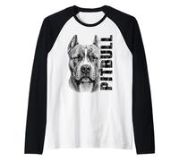 American Pitbull Terrier Dog Portrait Bullie Breed Design Manche Raglan