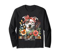 American Pitbull Terrier Mom Lover Dog Lover Mother's Day Floral Manche Longue