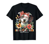 American Pitbull Terrier Mom Lover Dog Lover Mother's Day Floral T-Shirt