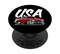 American Pride Classic Hotrod Voiture USA Dessin animé Illustration PopSockets PopGrip Adhésif