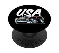American Pride Classic Muscle Car USA Dessin animé Illustration PopSockets PopGrip Adhésif