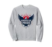 American Pride : emblème Patriotique d'aigle pour Les patriotes Sweatshirt, Unisexe pour Adultes, Gris Chiné, M