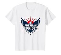 American Pride : emblème Patriotique d'aigle pour Les patriotes T-Shirt, Enfant, Blanc, 6 Ans