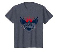 American Pride : emblème Patriotique d'aigle pour Les patriotes T-Shirt, Enfant, Bleu Chiné, 3 Ans