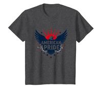 American Pride : emblème Patriotique d'aigle pour Les patriotes T-Shirt, Enfant, Chiné Foncé, 3 Ans
