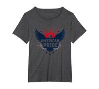 American Pride : emblème Patriotique d'aigle pour Les patriotes T-Shirt, Femme Grandes Tailles, Chiné Foncé, 3X