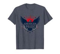 American Pride : emblème Patriotique d'aigle pour Les patriotes T-Shirt, Homme, Bleu Chiné, M