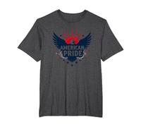 American Pride : emblème Patriotique d'aigle pour Les patriotes T-Shirt, Homme Grandes Tailles, Chiné Foncé, 4X Tall