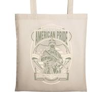American Pride Sac fourre-tout en coton écologique naturel de l'armée américaine Born to Be Brave Beige