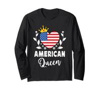 American Queen America Flag Proud American Woman Manche Longue