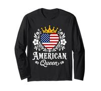 American Queen America Flag USA Proud American Woman Manche Longue