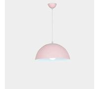American Retro Style Ceiling Chandelier, Semi-Circular Painted Metal Hanging Lamp Shade, E27 Base Single-Head Pendant Light for Restaurant, Cafe, Hotel(Pink,30cm)