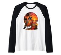 American Robin Bird Summer Vacation Retro Beach Coucher de Soleil Manche Raglan