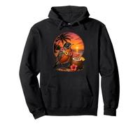 American Robin Bird Summer Vacation Retro Beach Coucher de Soleil Sweat à Capuche