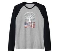 American Roots Run Deep Patriotic Heritage Flag 4 Juillet 250 Manche Raglan