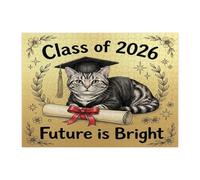 American Shorthair Cat Congrats Grad Puzzle 500 pièces en bois pour adultes - Diplôme de remise de diplôme - Décoration de e 2026 pour divertissement à domicile