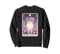 American Shorthair Cat Floral Boho Flowers Carte de Tarot Sweatshirt