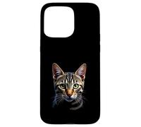 American Shorthair Cat Réaliste Visage Art Noir Coque pour iPhone 15 Pro Max
