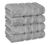 American Soft Linen Lot de 4 essuie-Mains turcs de Luxe pour Salle de Bain, 100% Coton, 600 g/m², essuie-Mains pour Cuisine, Gris Clair