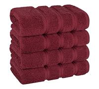 American Soft Linen Lot de 4 essuie-Mains turcs de Luxe pour Salle de Bain, 100% Coton, 600 g/m², Serviettes pour Le Visage et la Cuisine, Rouge Bordeaux