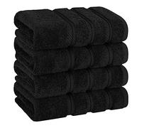 American Soft Linen Lot de 4 essuie-Mains turcs de Luxe pour Salle de Bain, 600 g/m², 100% Coton Turc, 600 g/m² pour Cuisine, Noir