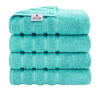 American Soft Linen Lot de 4 Grandes Serviettes de Bain Turques 100% Coton pour Salle de Bain, 68,6 x 137,2 cm, Bleu Turquoise