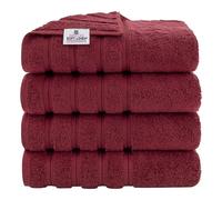 American Soft Linen, Lot de 4 Serviettes de Bain 100% Coton Turc, 68,6 cm, 137,2 cm, Douces, absorbantes, séchage Rapide, qualité hôtelière, Rouge Bordeaux