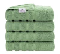 American Soft Linen, Lot de 4 Serviettes de Bain 100% Coton Turc, 68,6 cm, 137,2 cm, Douces, absorbantes, séchage Rapide, de qualité hôtelière, Vert Sauge