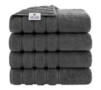 American Soft Linen Lot de 4 Serviettes de Bain 100% Coton Turc, très Grandes Serviettes de Bain pour Salle de Bain, 68,6 x 137,2 cm, Gris