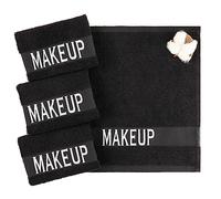American Soft Linen, Lot de 4 serviettes démaquillantes 100 % coton, 30 x 30 cm, pour le visage, noir