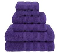 American Soft Linen Lot de 6 Serviettes, 2 Serviettes de Bain, 2 essuie-Mains, 2 débarbouillettes, 100% Coton Turc pour Salle de Bain, Violet