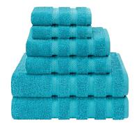 American Soft Linen Lot de 6 Serviettes, 2 Serviettes de Bain, 2 essuie-Mains, 2 débarbouillettes, 100% Coton Turc, pour Salle de Bain, Bleu Turquoise