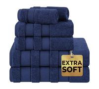 American Soft Linen Lot de 6 Serviettes de Bain, Collection Salem, 100% Coton peigné Turc, Douces et absorbantes, 2 Serviettes de Bain, 2 essuie-Mains, 2 débarbouillettes, pour Salle de Bain, Douche