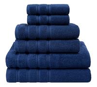 American Soft Linen Lot de 6 serviettes turques 100 % coton Carde - 590 g/m² - Lourdes, douces et absorbantes pour salle de bain - Bleu roi