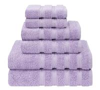 American Soft Linen Lot de 6 Serviettes Turques de Luxe - 2 Serviettes de Bain, 2 Serviettes de Bain, 2 Gants de Toilette - 100% Coton - Violet