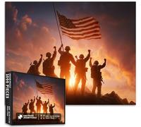 American Soldiers Raise The Flag Puzzle de 1 000 pièces pour adultes - Jour de l'indépendance américaine - Puzzle artistique stimulant les activités familiales - Puzzle coloré pour décoration