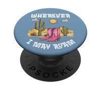 American Southwest Cowgirl Roam Bottes Roses Désert Sunset PopSockets PopGrip Adhésif